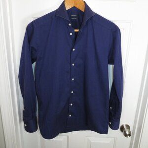 Suitsupply Dress Shirt Mens 14.5/37 Cobalt Blue Cotton Two Ply Business